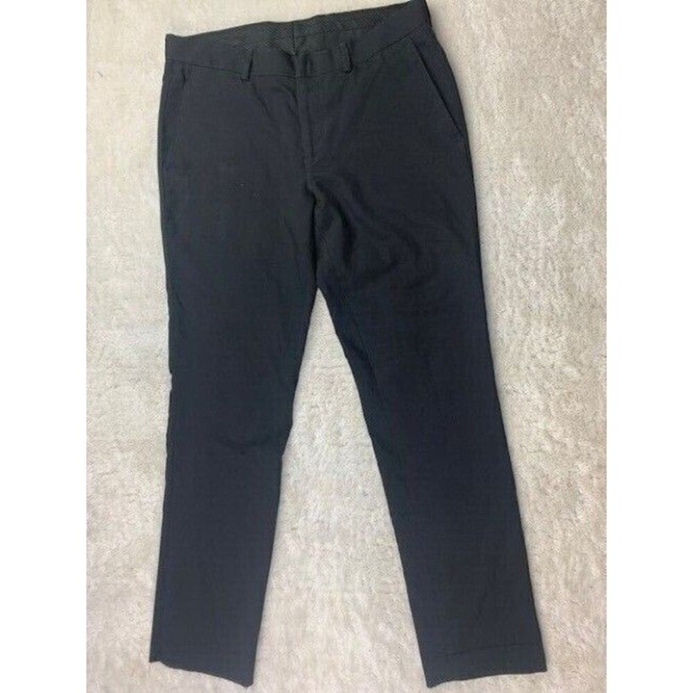 Louis Raphael Size 34x30 Mens Tailored Dress Pants Black Stretch Raw Hem